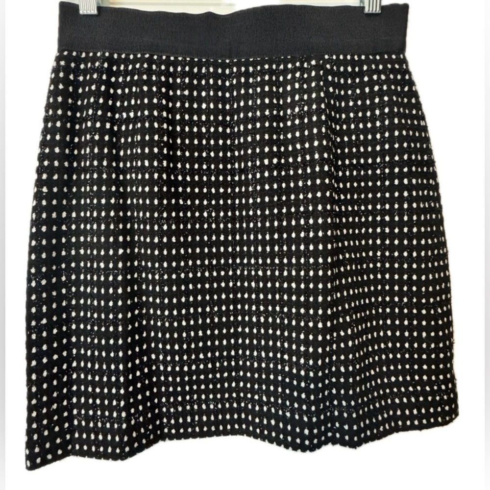 Milly Black White Skater Skirt Size 6 Textured Knit Elastic Waist